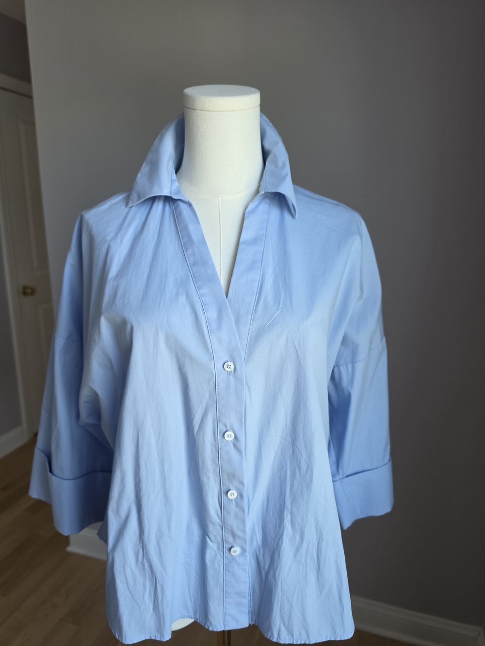 Zara Pale Blue Relaxed Button-Down Shirt
